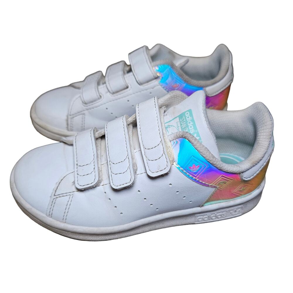 Adidas Iridescent 3 Strap Super Stan Smith Youth Kids Sneakers White Size 11.5